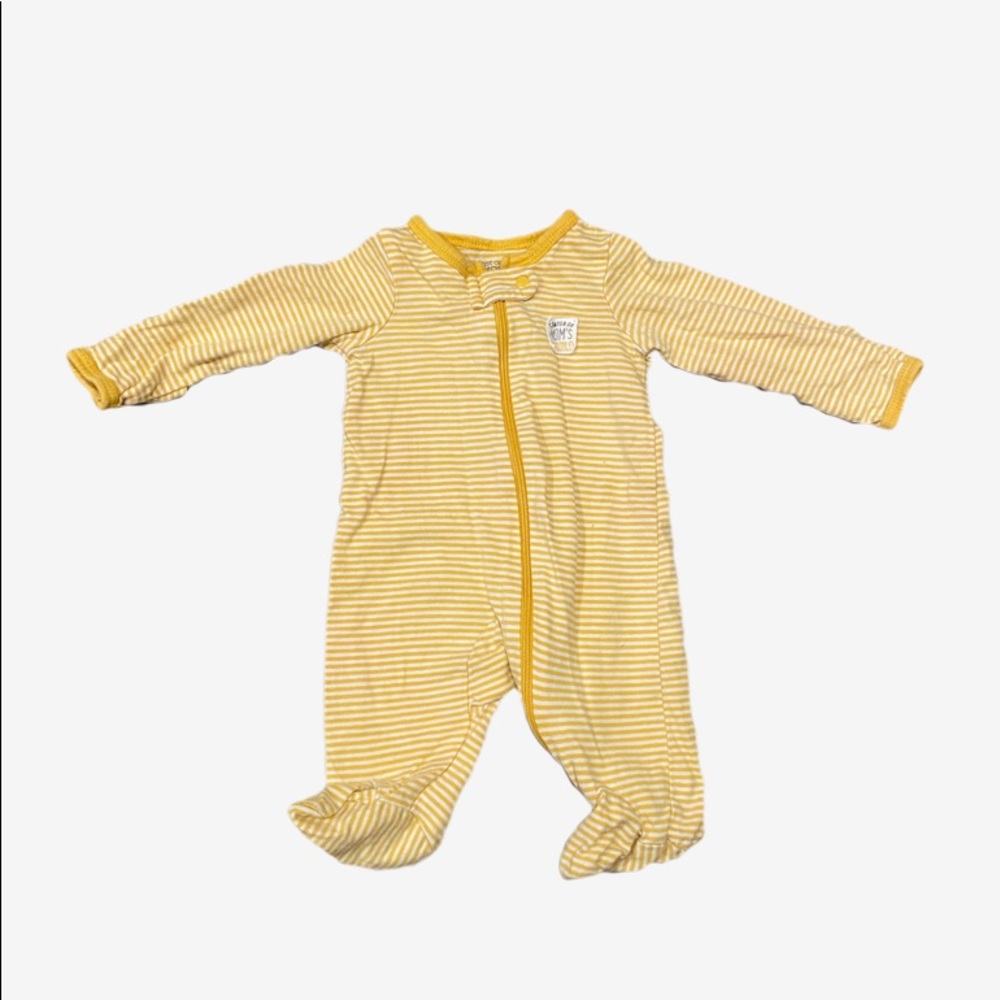 Unisex Yellow & White Striped Footie